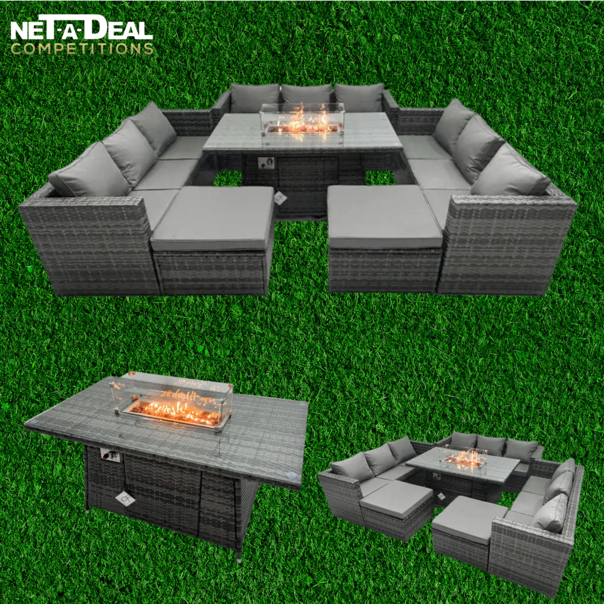 Rattan Patio set with Firepit