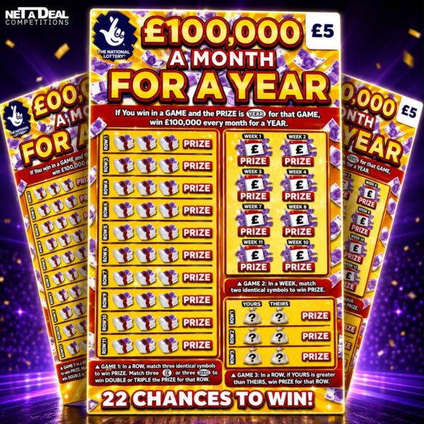 Win a pack of 60 £5 scratch cards in our UK & ROI competition